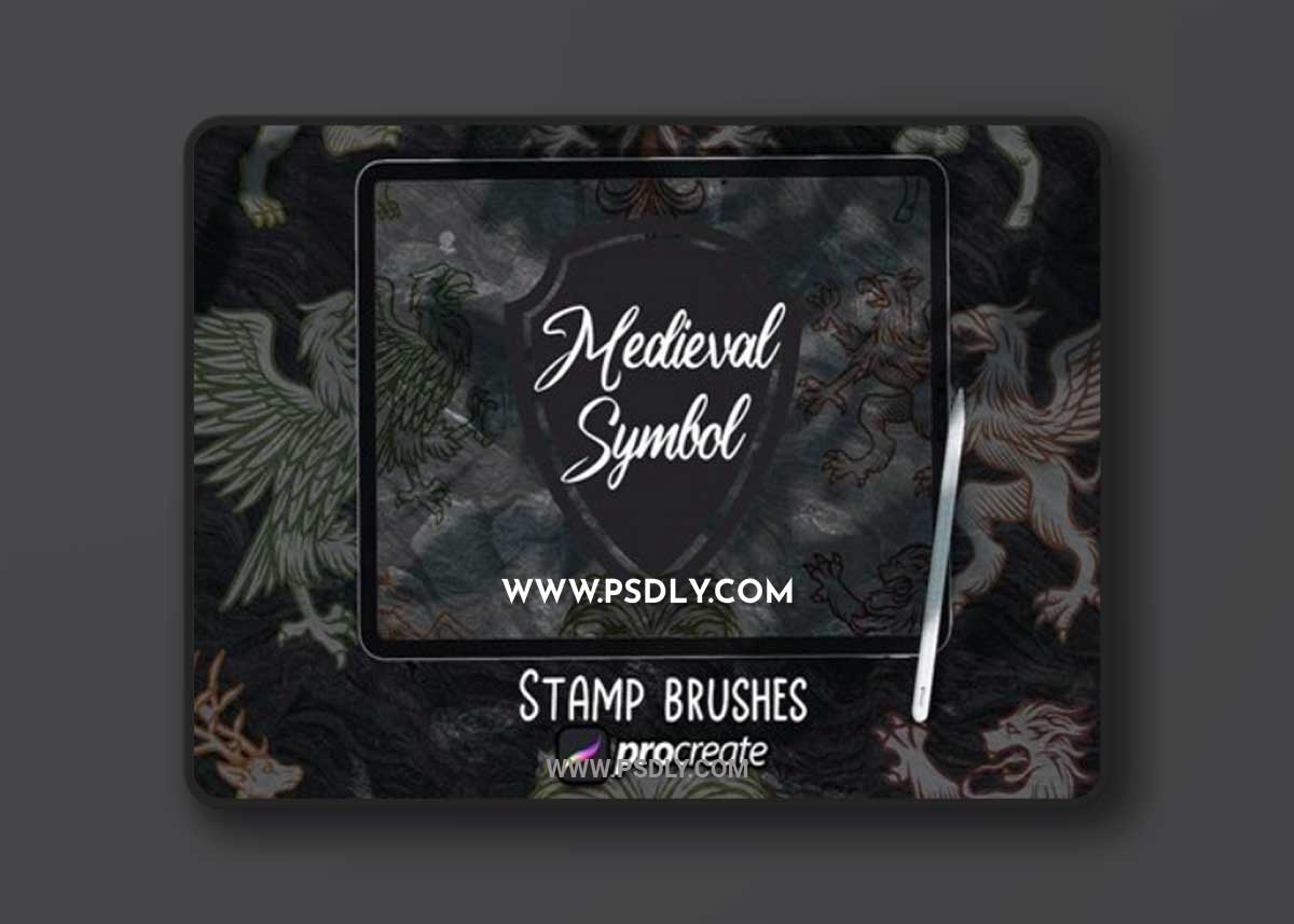 Medieval Symbol Heraldic Brush Stamp Procreate P6QV2T2