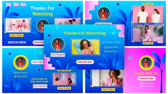 Videohive Multicolor Background Gradient Retro Youtube End Screen 39744293