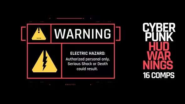 Videohive HUD Cyberpunk Warnings 40252198