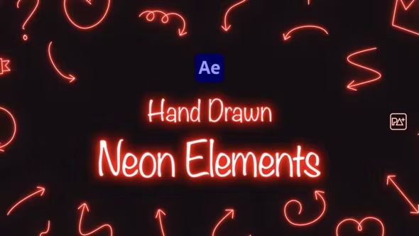 Videohive Hand Drawn Neon Elements 40186255