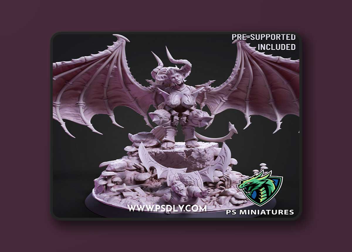 Drow Greater Demonic Valkyrie - Includes Pinup Variant 3D Print