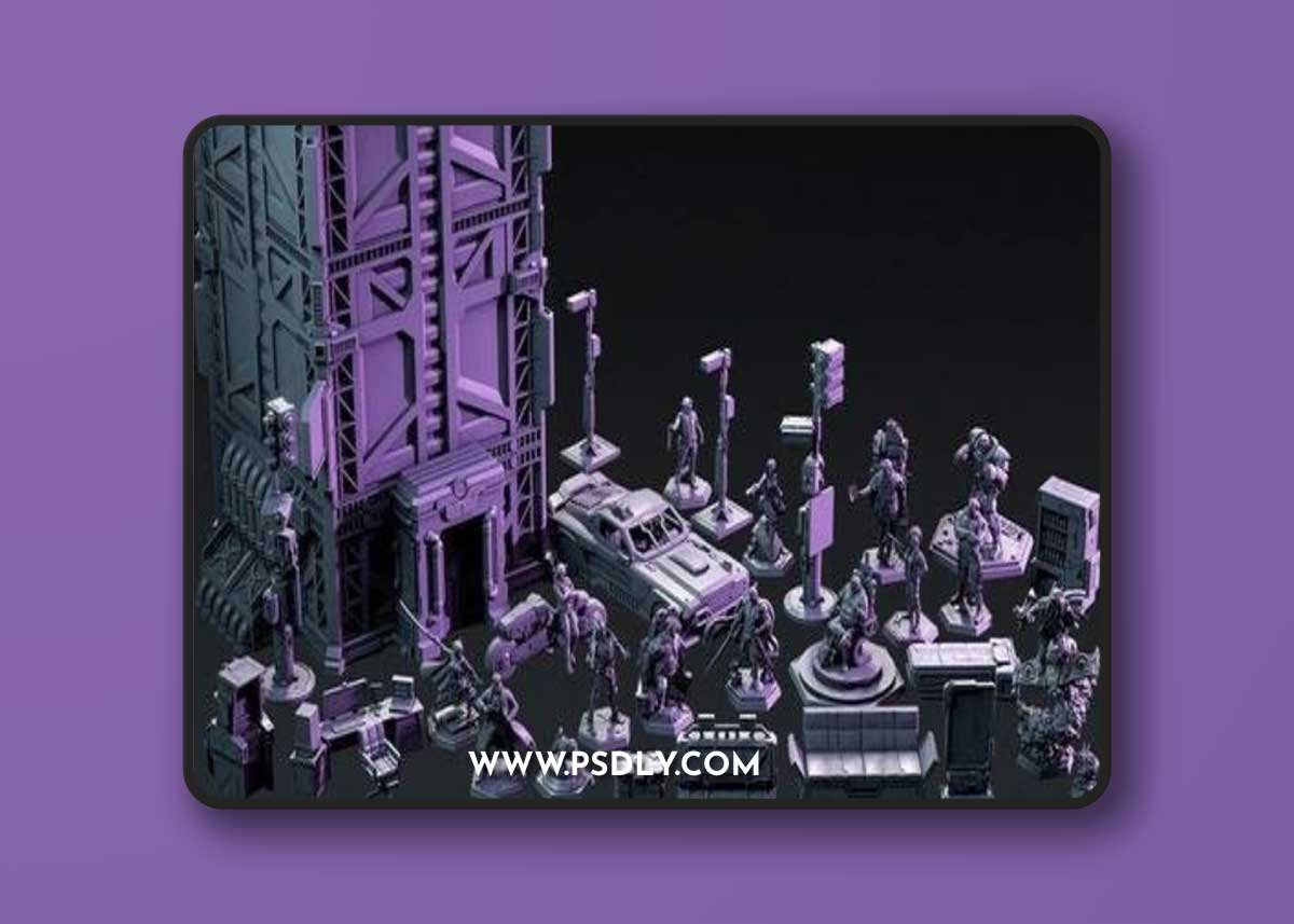 Loot Studios Sci-fi Miniatuers - Neon Street 3K April 2022 – 3D Print