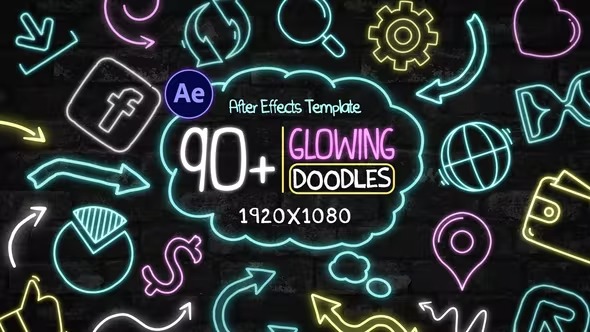 Videohive 90+ Glowing Doodles Pack 40563438
