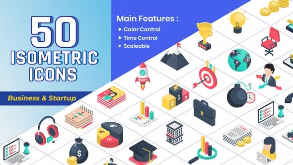 Videohive Isometric Icons - Business & Startup 41741082