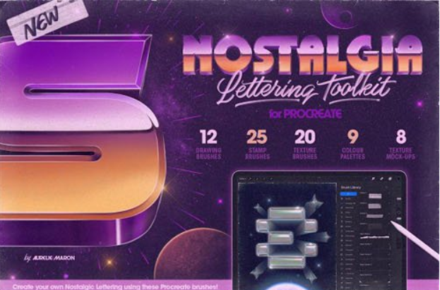 Nostalgia Lettering Toolkit for Procreate 3 image 89