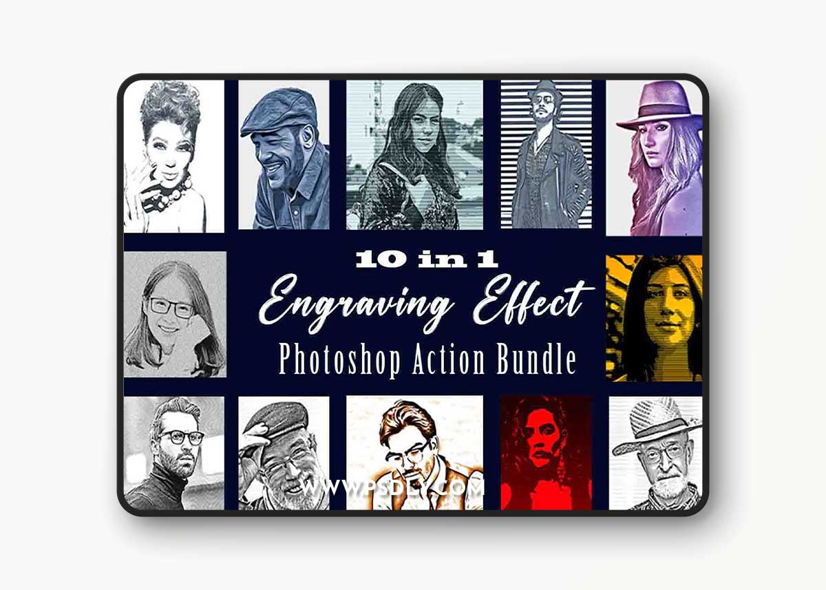 Creativemarket - Engraving Effect PS Action Bundle 10954347