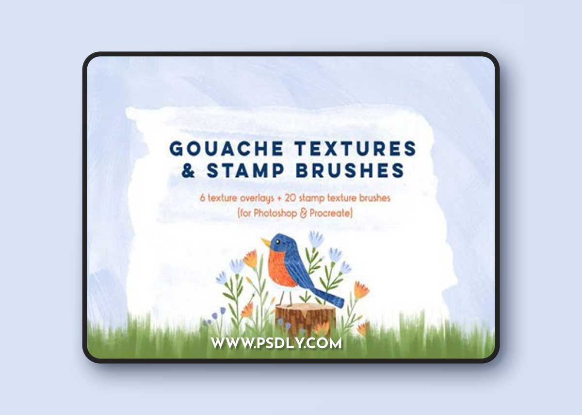 Gouache Textures + Stamp Brushes for Photoshop & Procreate