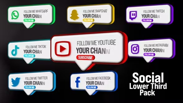 Videohive 3D Social Lower Thirds Pack 42022498