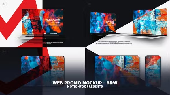 Videohive Website Presentation Devices Mockup - Black & White 25775437