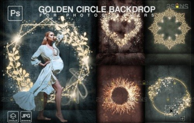 Golden Lighting Circle Backdrop Overlays 2 image 226