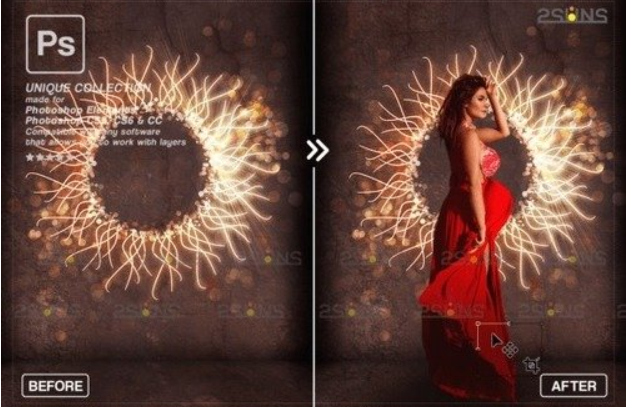 Golden Lighting Circle Backdrop Overlays 3 image 227
