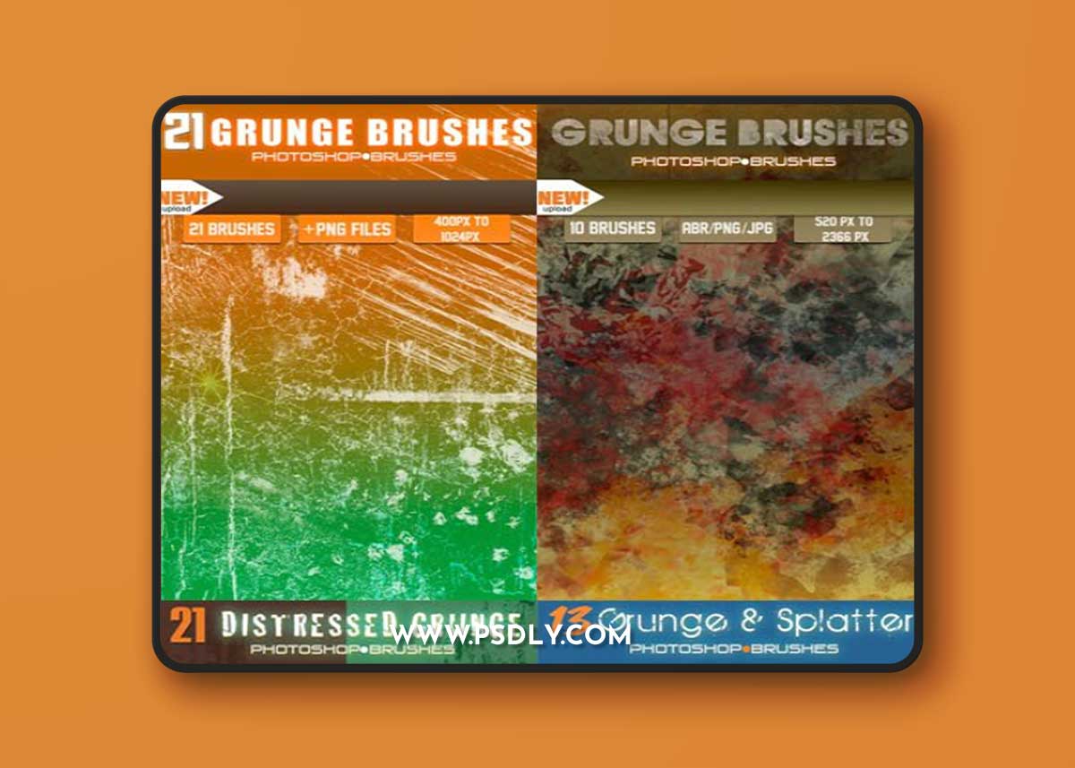 65 Grunge Brushes for Photoshop +PNG