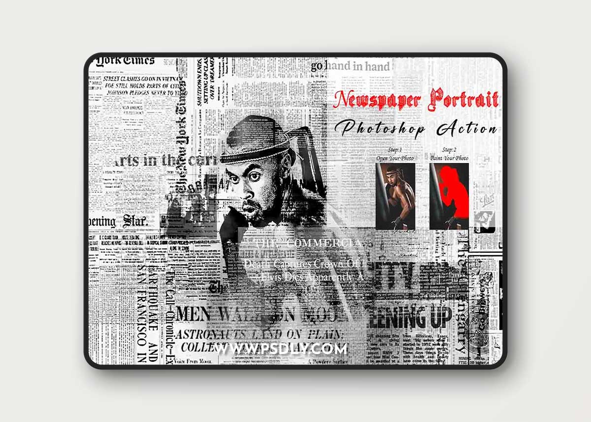 Creativemarket - Newspaper Portrait Photoshop Action 11007309