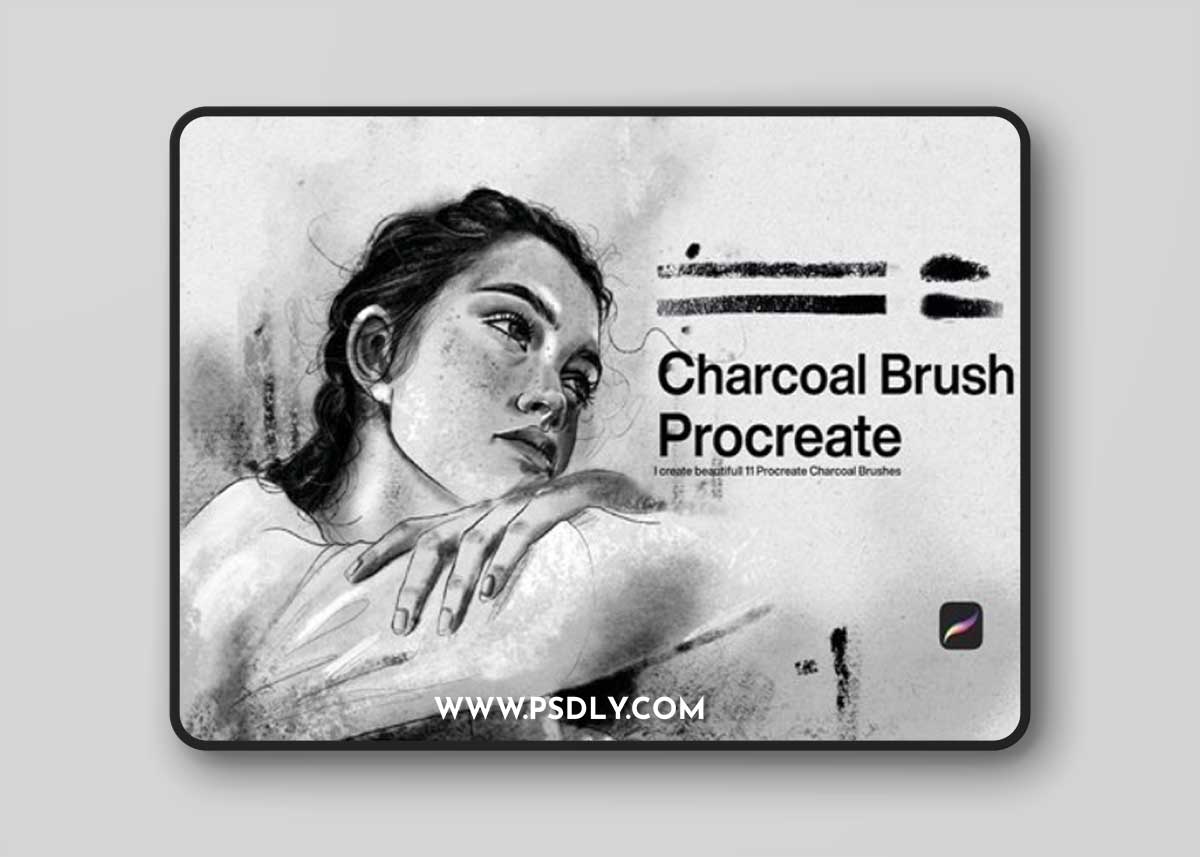 10 Charcoal Brushes Procreate XHJZ9N4
