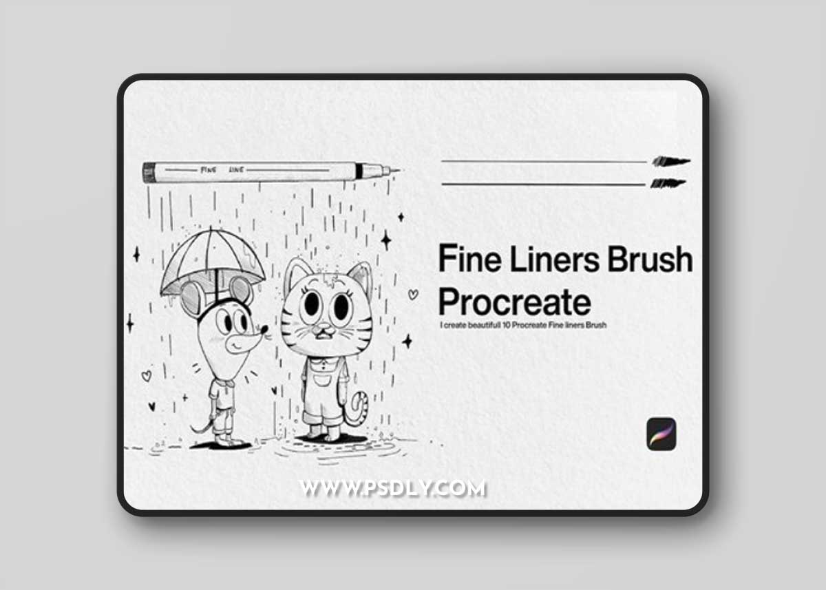 10 Fine Liner Brushes Procreate DN9J3NE