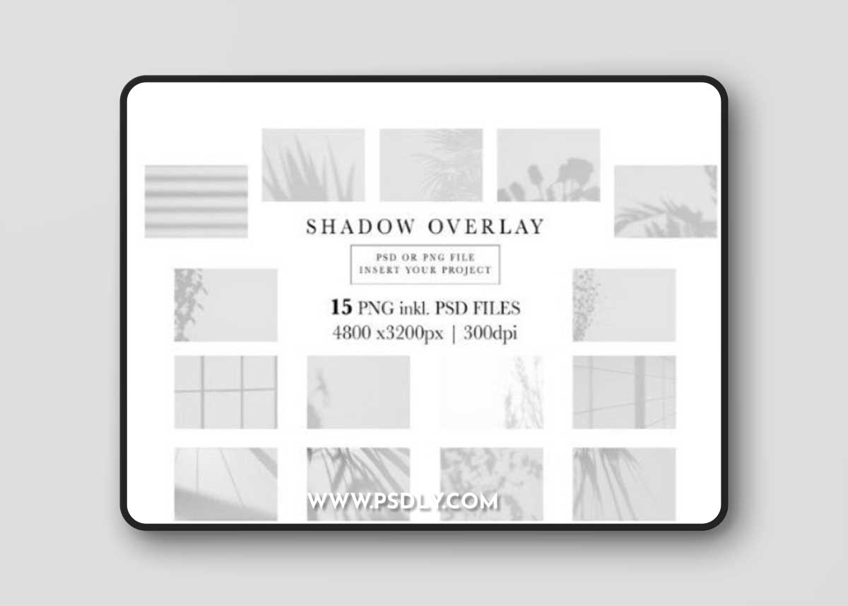 Bundle 15 Shadow Overlay, PNG, PSD 569