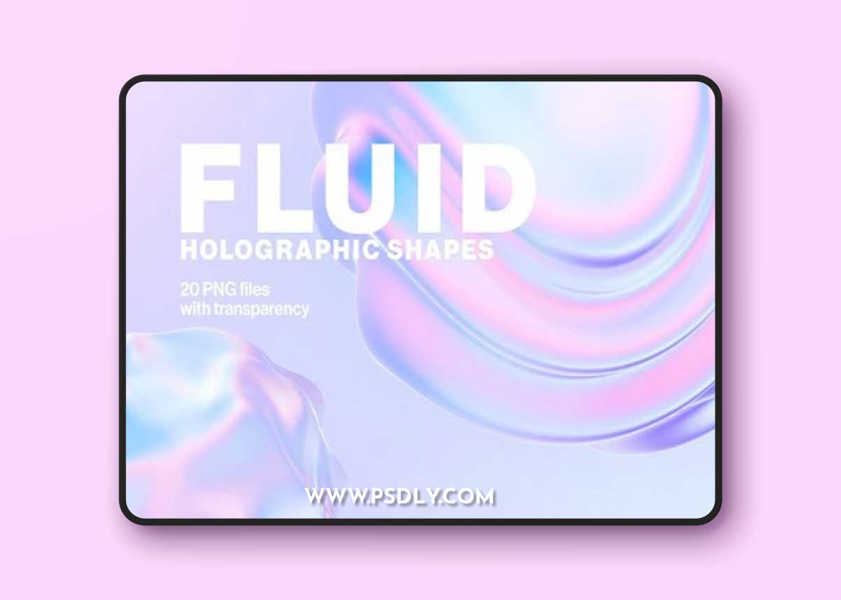 Fluid Holographic PNG Shapes Collection