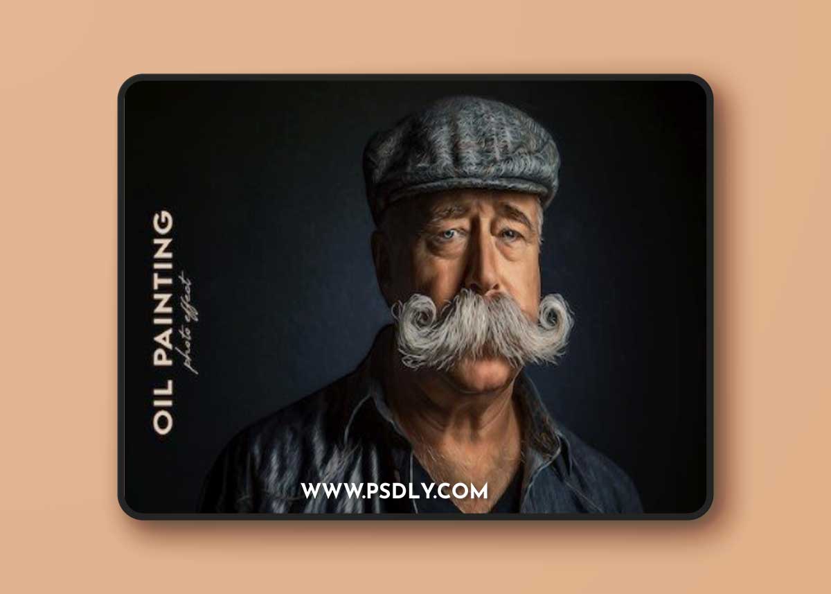 Oil painting photo effect template