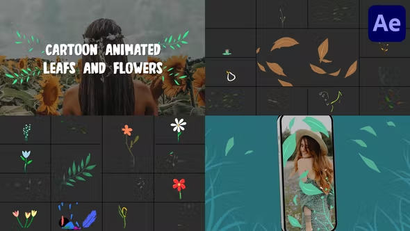Videohive Cartoon Animated Leafs And Flowers for After Effects 43360764
