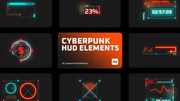 Videohive Cyberpunk HUD Elements for After Effects 43616029