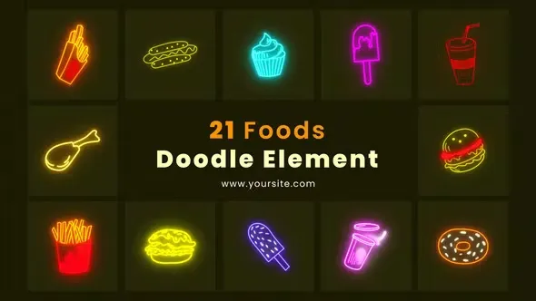 Videohive Tasty Foods Doodle Element Pack 43803515