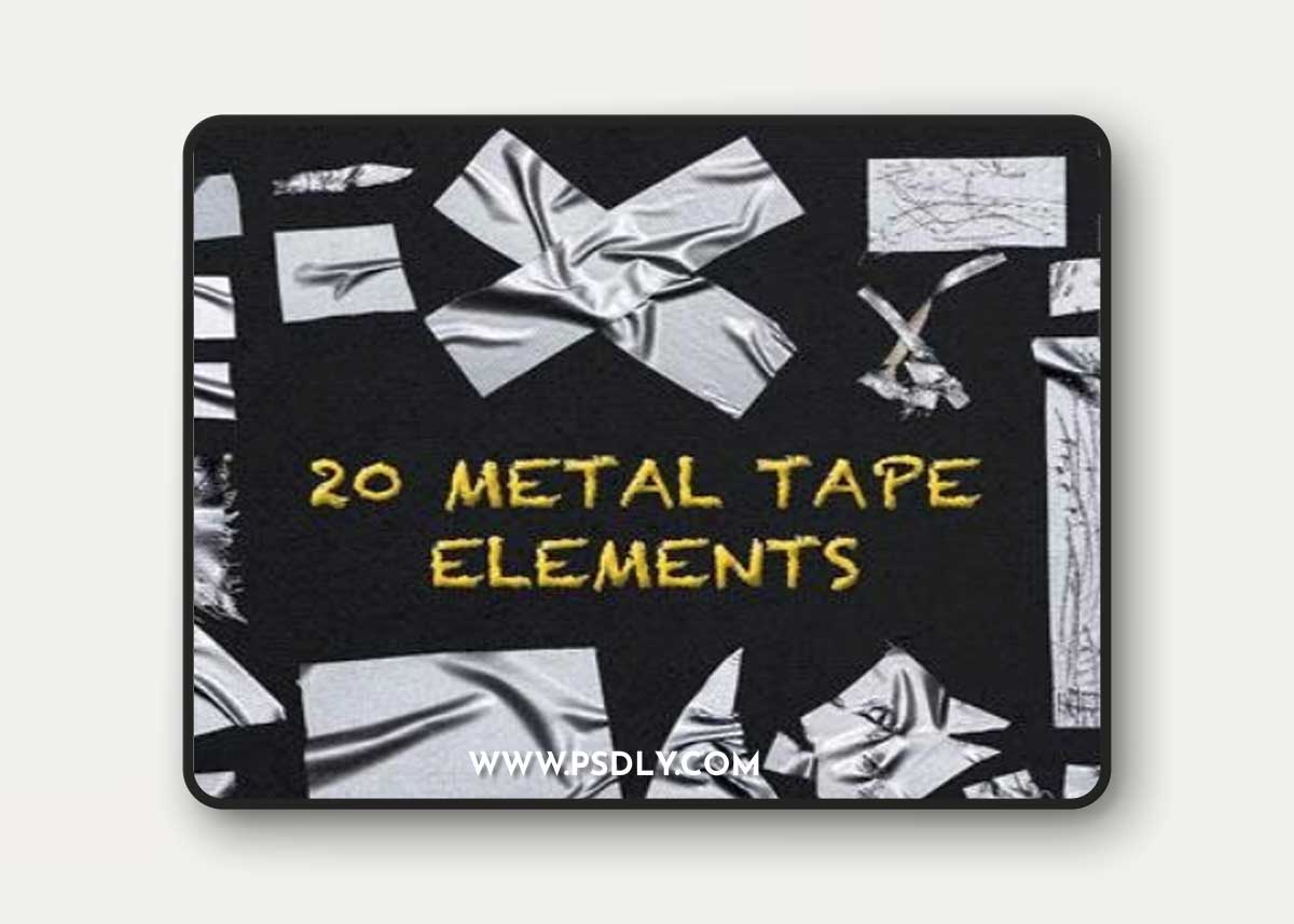 20 Realistic Metal Tape Isolated Object Overlays