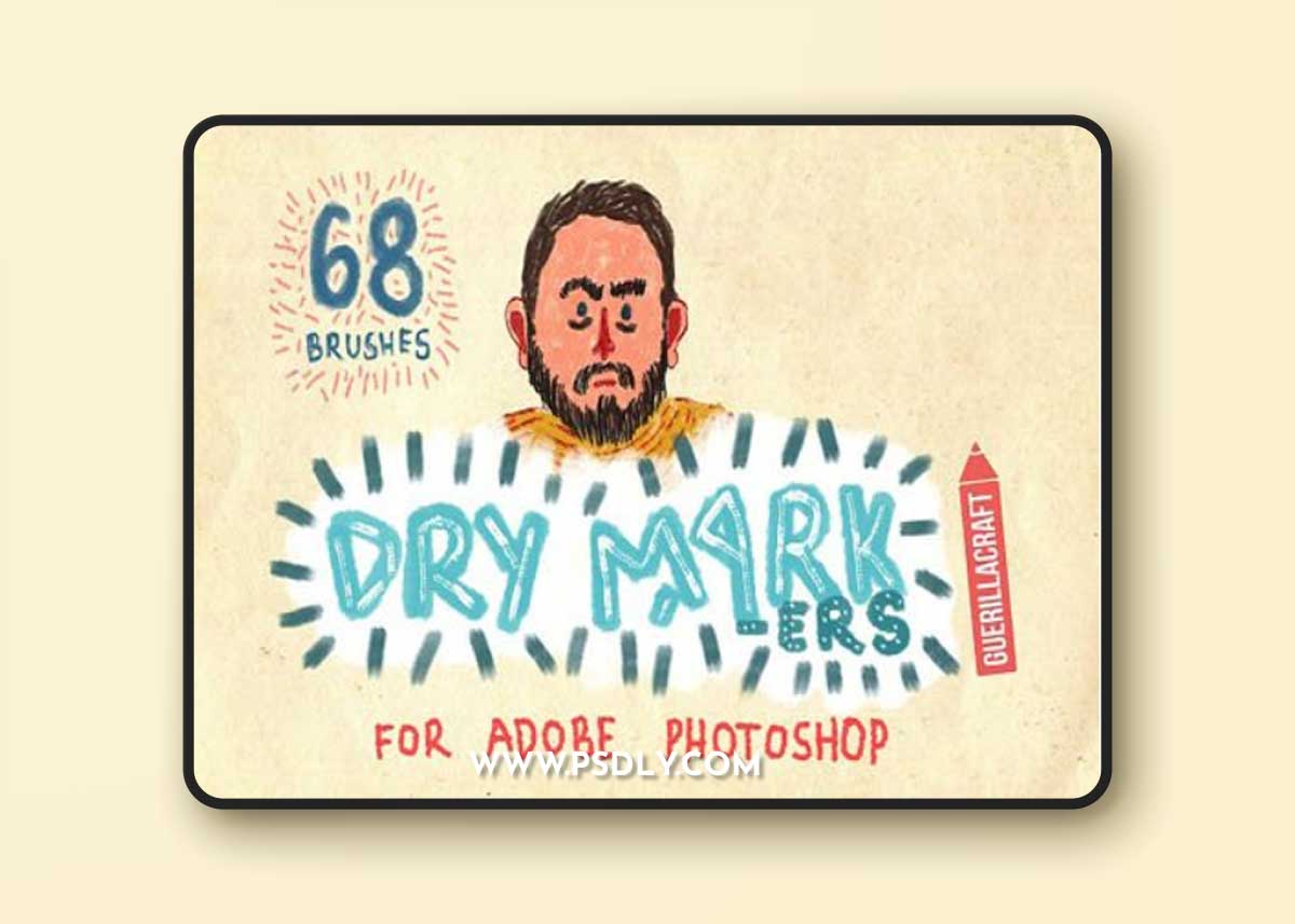 68 Dry Ink Markers Brushes for Photoshop