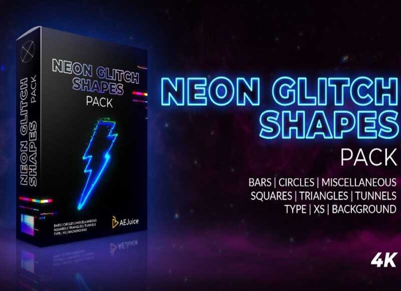 AEJuice - Neon Glitch Shapes for After Effects and Premiere Pro