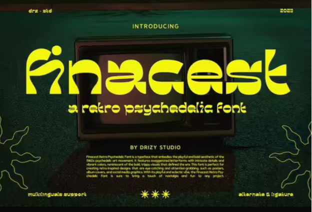 Finacest - Retro Psychedelic Font