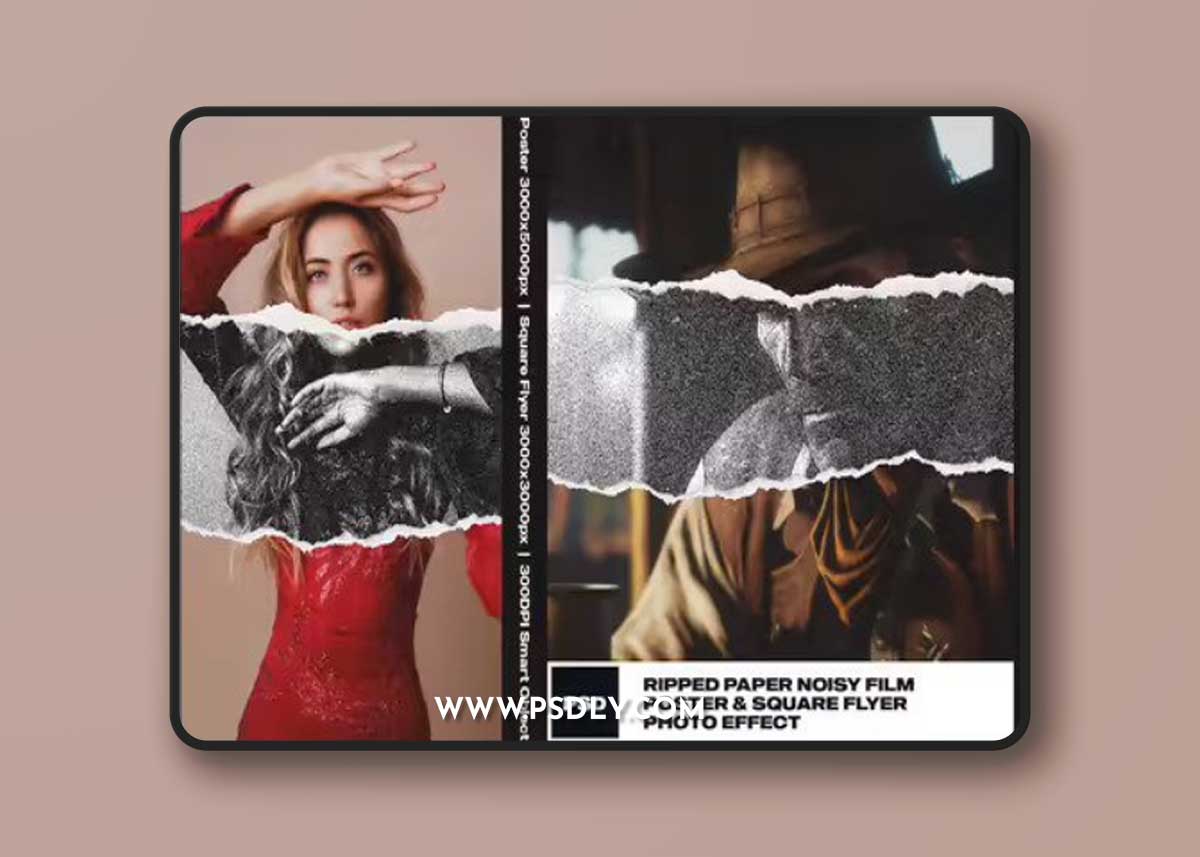 Ripped Paper Noisy Film Photo Effect
