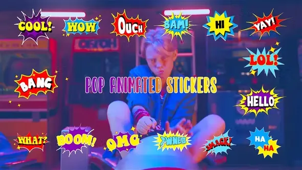 Videohive Animated Pop Stickers Element Pack After Effects Template 44499573