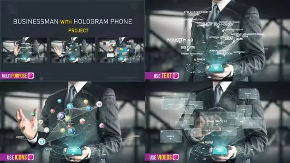 Videohive Businessman with Hologram Phone 21612818