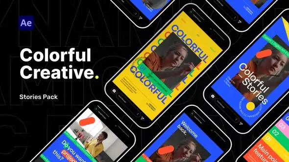 Videohive Creative Colorful Stories Pack Video Display After Effect Template 43988717
