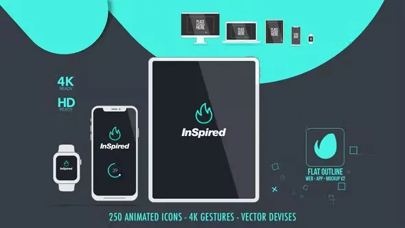 Videohive Flat Outline Web App Mock-Up v2 18132775