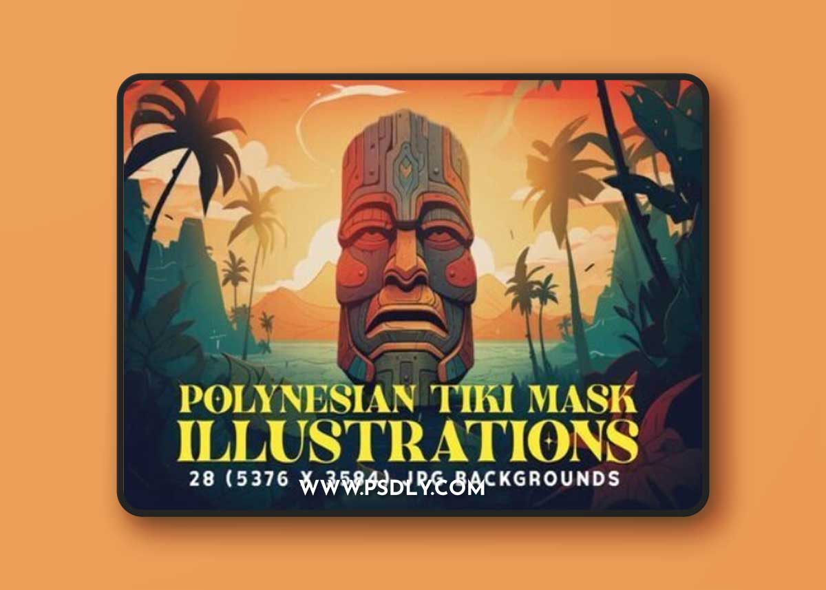 28 Polynesian Tiki Mask Illustrations