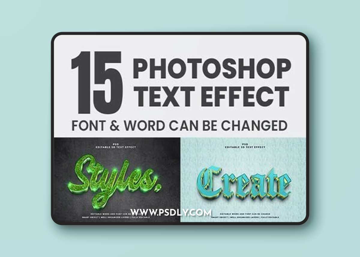 Graphicriver - 15 Photoshop Editable 3d Text Effect Style Pack 44461597