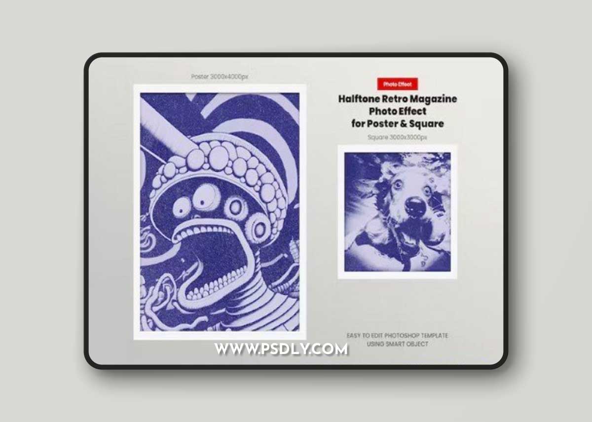 Halftone Retro Magazine Photo Effect