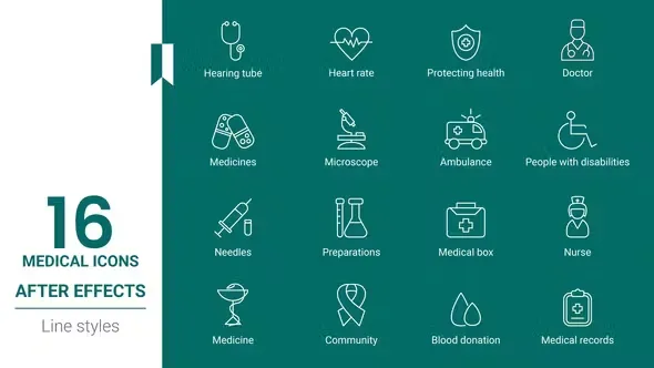 Videohive Medical Icon Set Line Pack 44948343