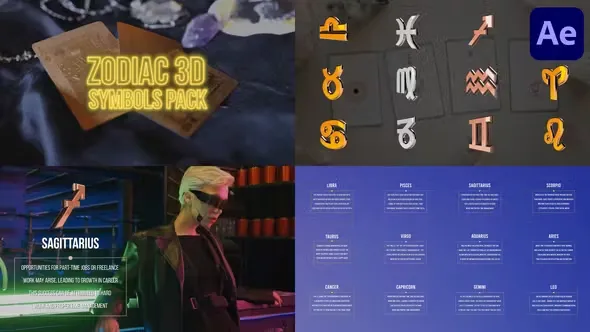 Videohive Zodiac 3D Symbols Pack for After Effects 44697660