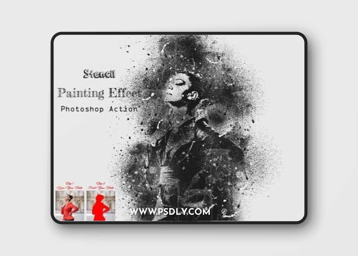 Creativemarket - Stencil Painting Effect PS Action 16081643