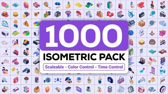 Videohive 1000+ Isometric Icons Pack 45069763