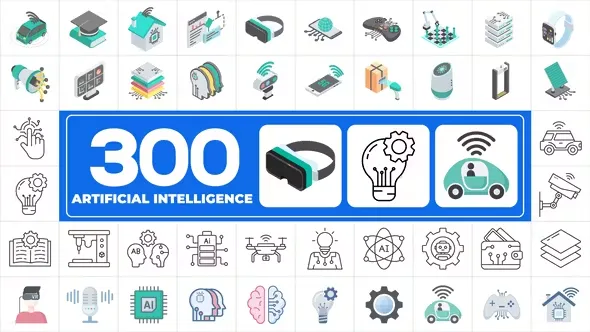 Videohive 300 Icons Pack - Artificial Intelligence 45364492