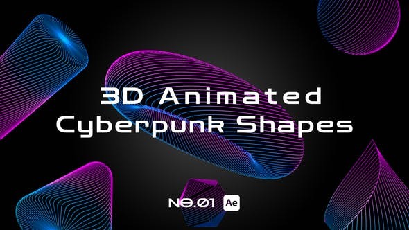 Videohive 3D animated cyberpunk shapes 45647715