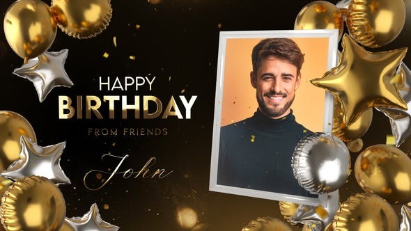 Videohive Happy Birthday Golden Style 39783903