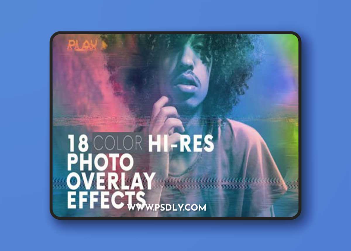 18 Gradient Grunge Glitch Photo Overlay Effects