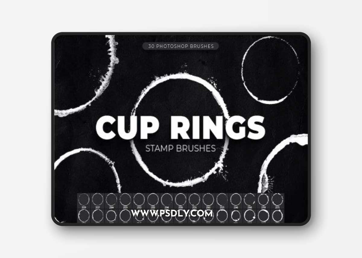 30 Coffee Cup Rings Photoshop Brushes