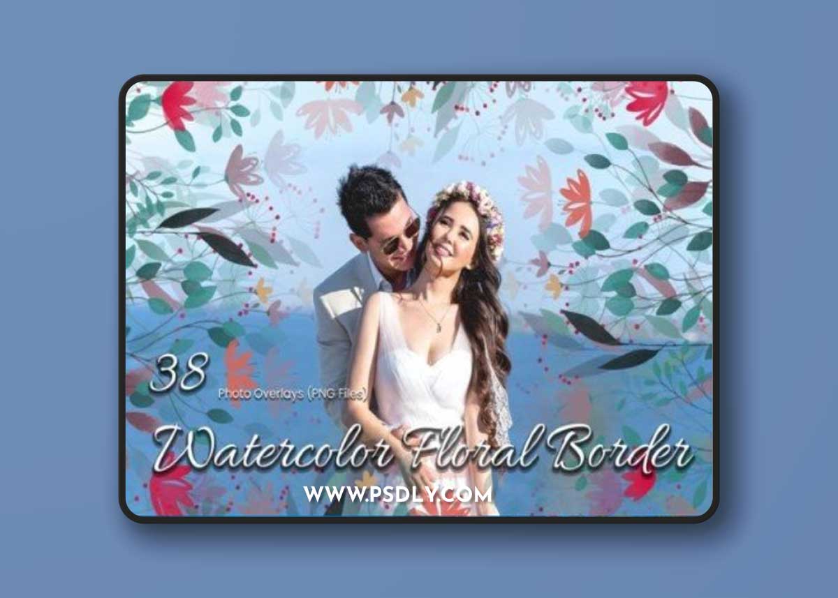 38 Watercolor Floral Border Overlays