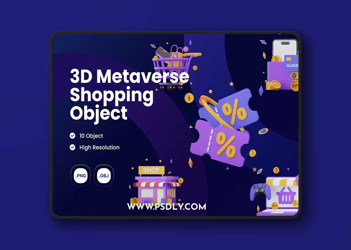 3D Icon Metavere Shopping Illustration Collection K87SKAG