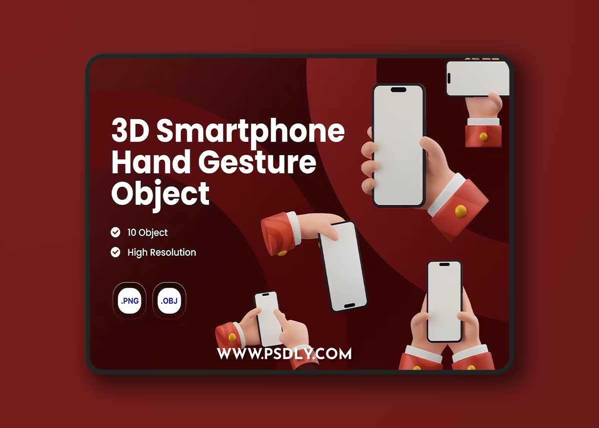 3D Icon Smartphone Hand Gesture Collection CHN248J