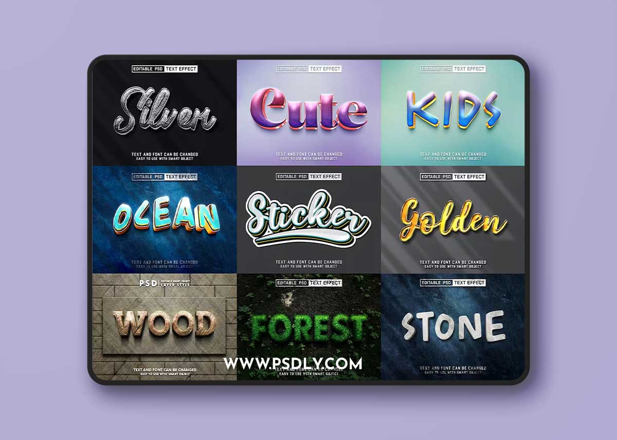 9 Styles of Editable Psd Text Effect TXF53M5